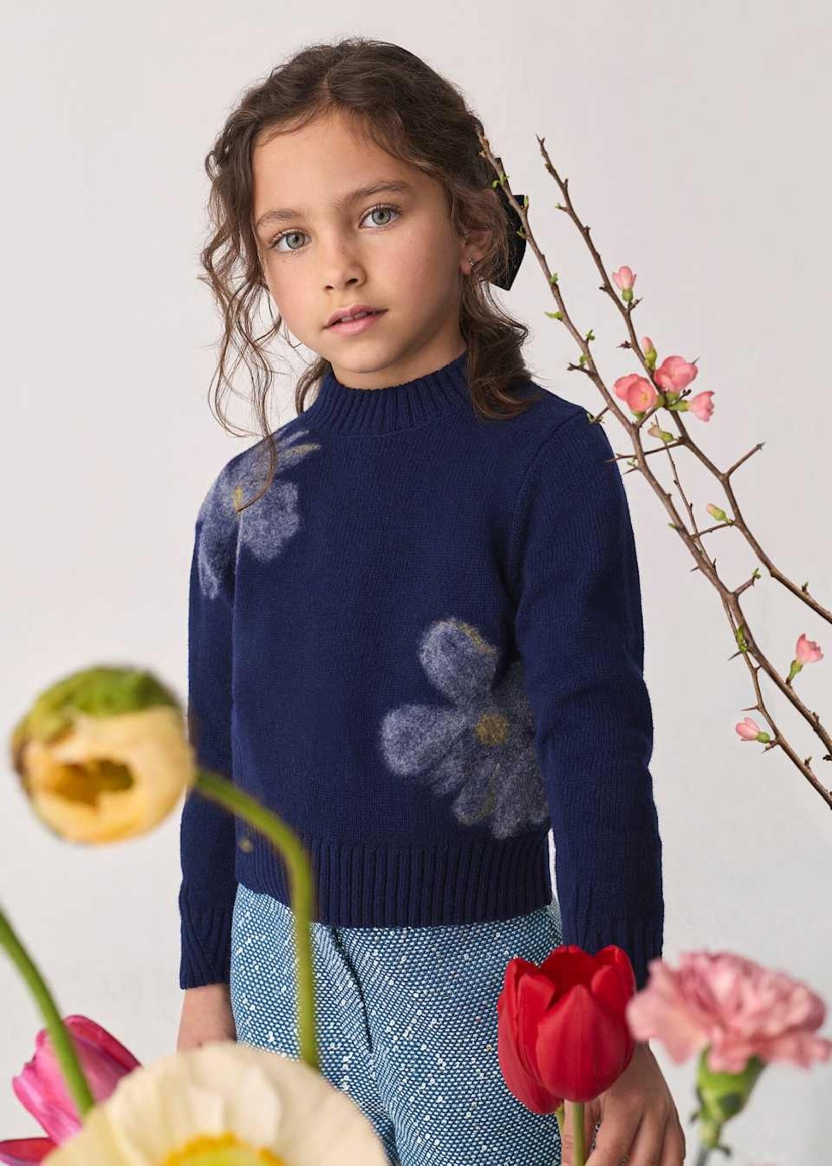 Abel & Lula Wool Embroidered Sweater Black