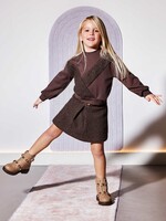 Abel & Lula Faux Shearling Skirt Brown