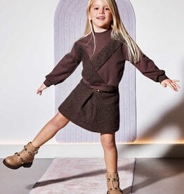 Abel & Lula Faux Shearling Skirt Brown
