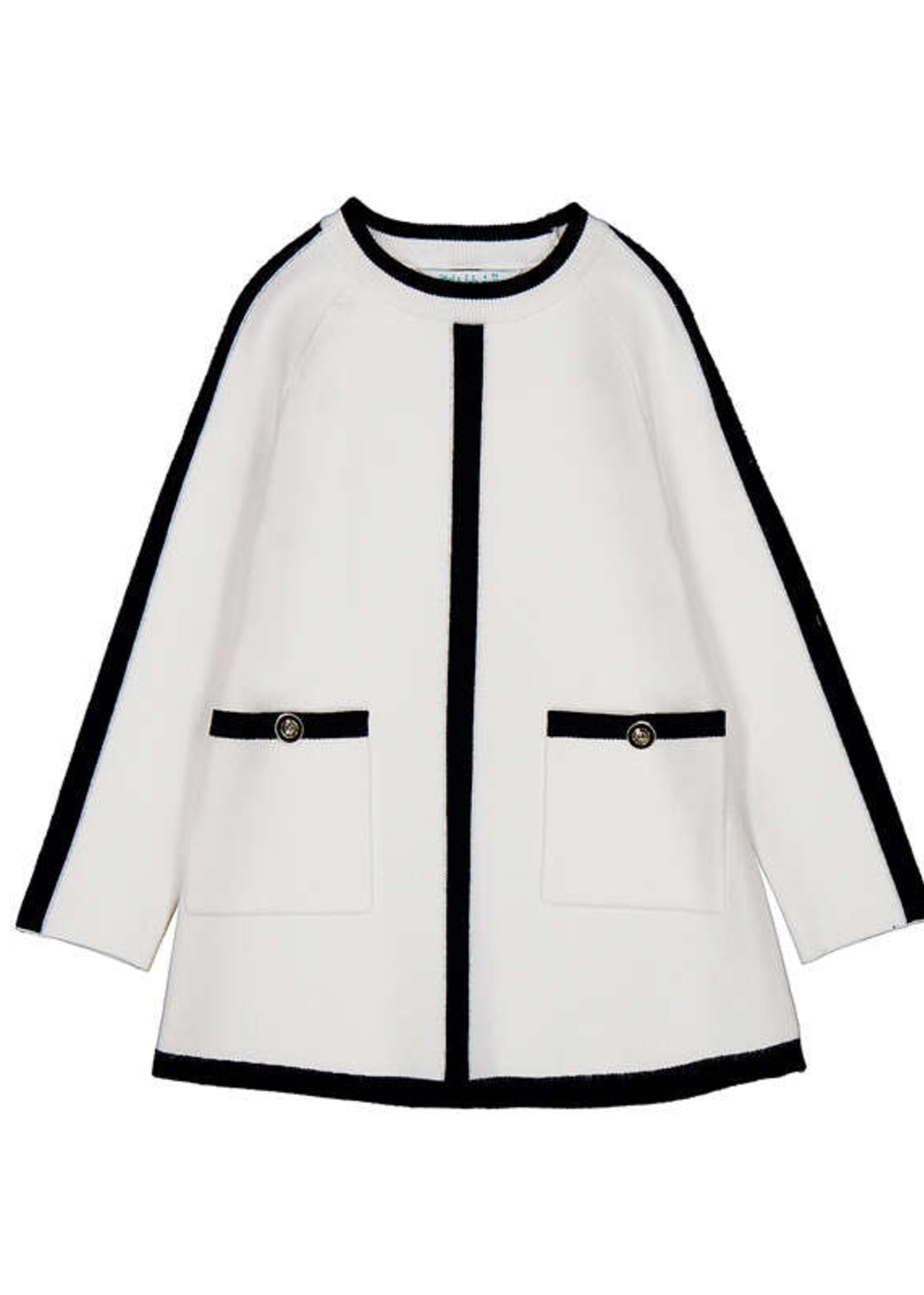 Abel & Lula Contrast Knit Dress White/Black