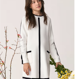 Abel & Lula Contrast Knit Dress White/Black
