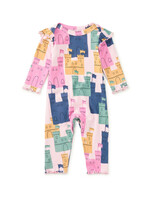 Tea Collection RUFFLE SHOULDER BABY ROMPER DOVER CASTLES