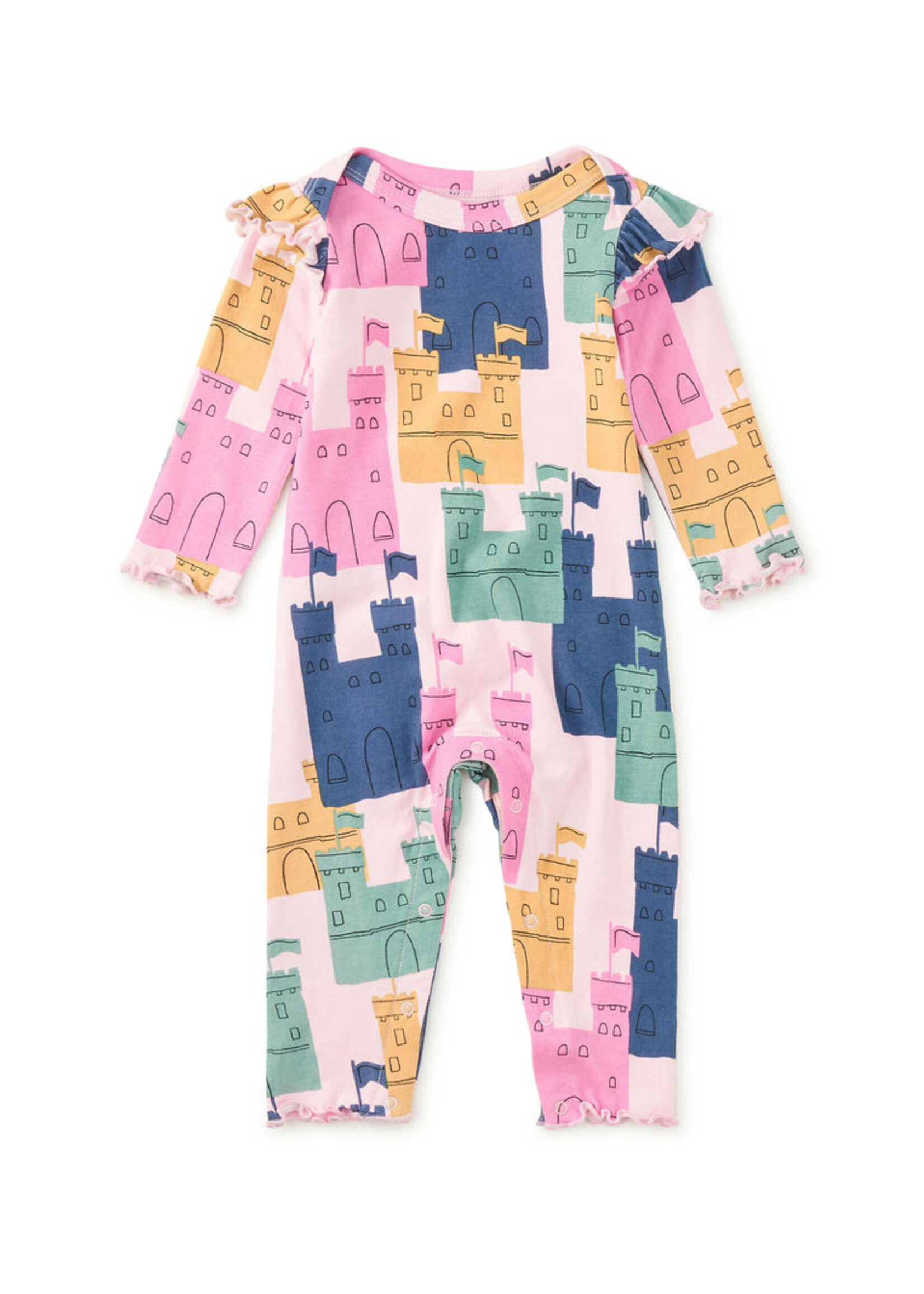 Tea Collection RUFFLE SHOULDER BABY ROMPER DOVER CASTLES
