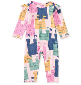 Tea Collection RUFFLE SHOULDER BABY ROMPER DOVER CASTLES