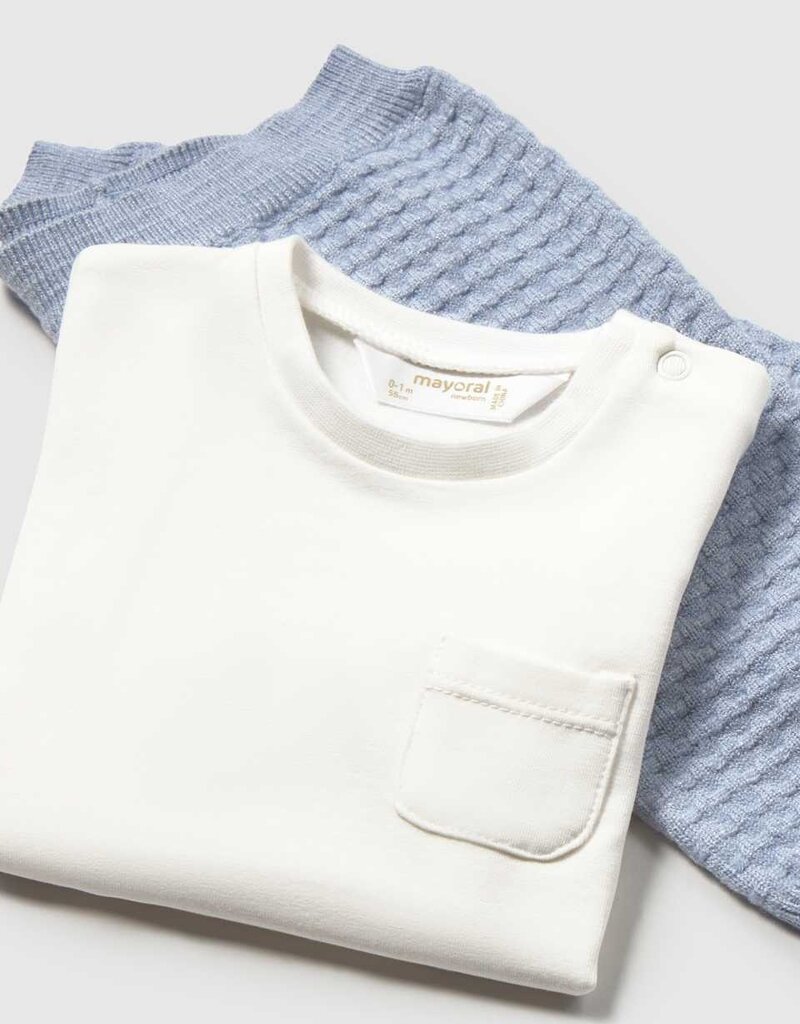 Mayoral 3 piece Knit Hoodie Pant Set Sky