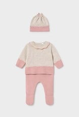 Mayoral 3 pc Knit Footed Pant Set Pink