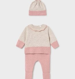 Mayoral 3 pc Knit Footed Pant Set Pink