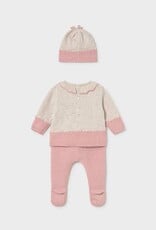 Mayoral 3 pc Knit Footed Pant Set Pink