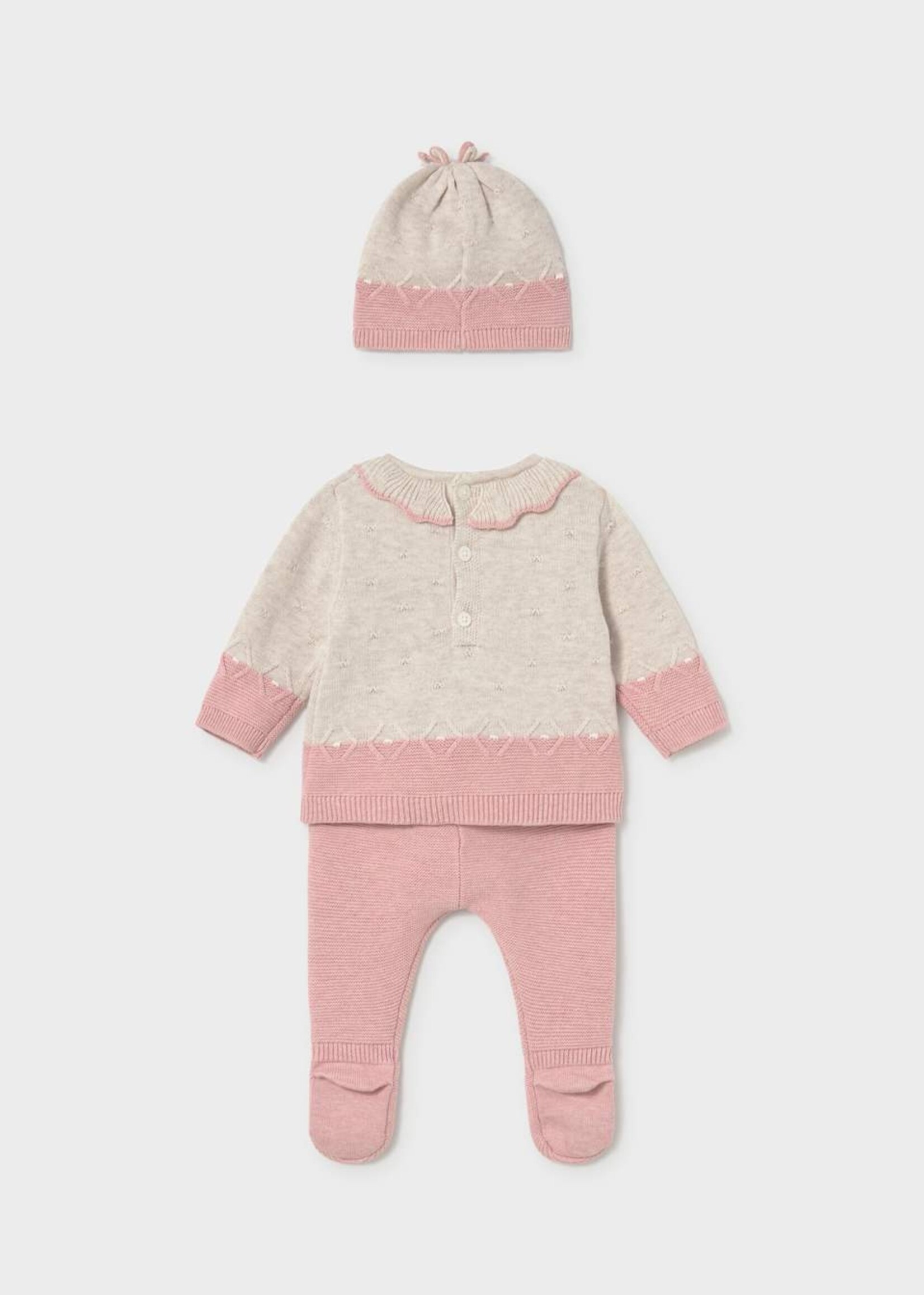 Mayoral 3 pc Knit Footed Pant Set Pink