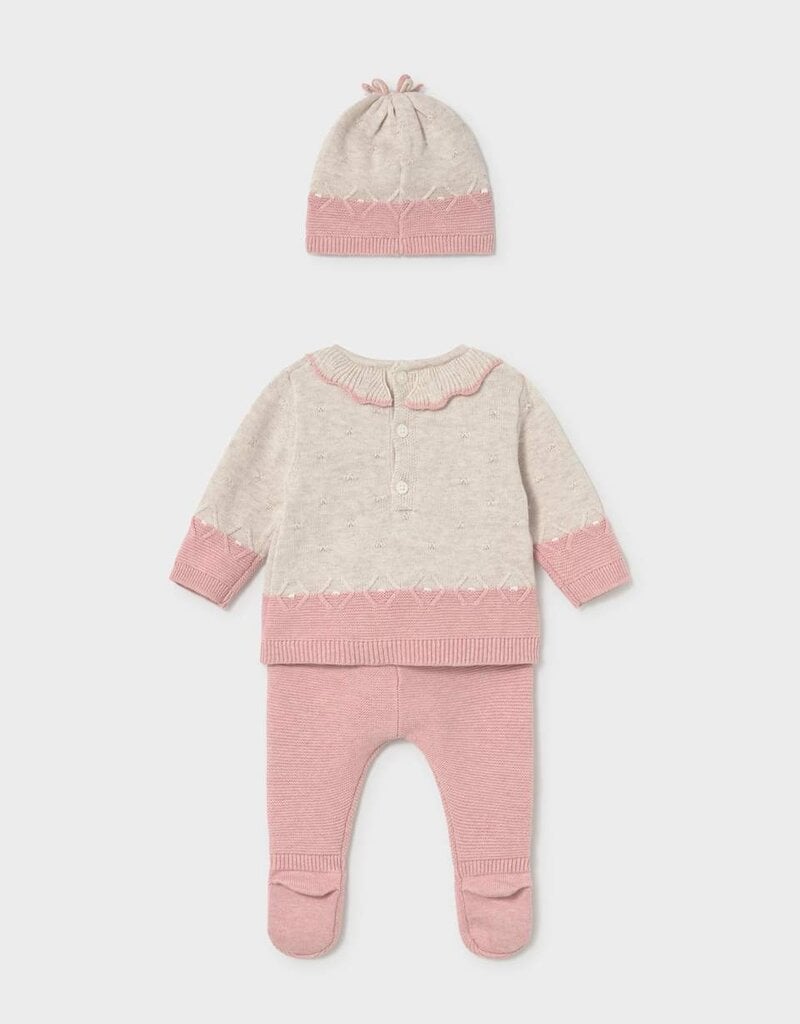 Mayoral 3 pc Knit Footed Pant Set Pink