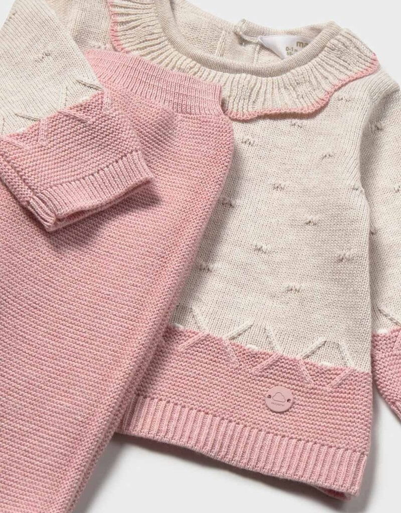 Mayoral 3 pc Knit Footed Pant Set Pink