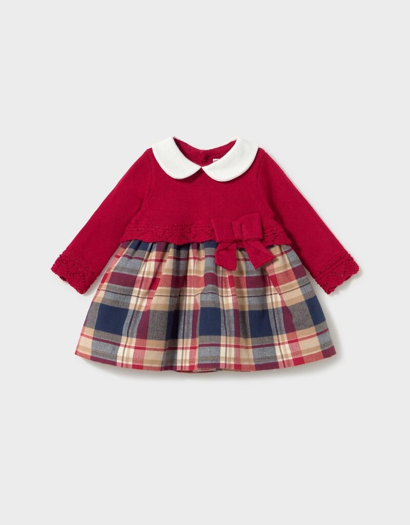 Mayoral Knit Red Plaid Dress