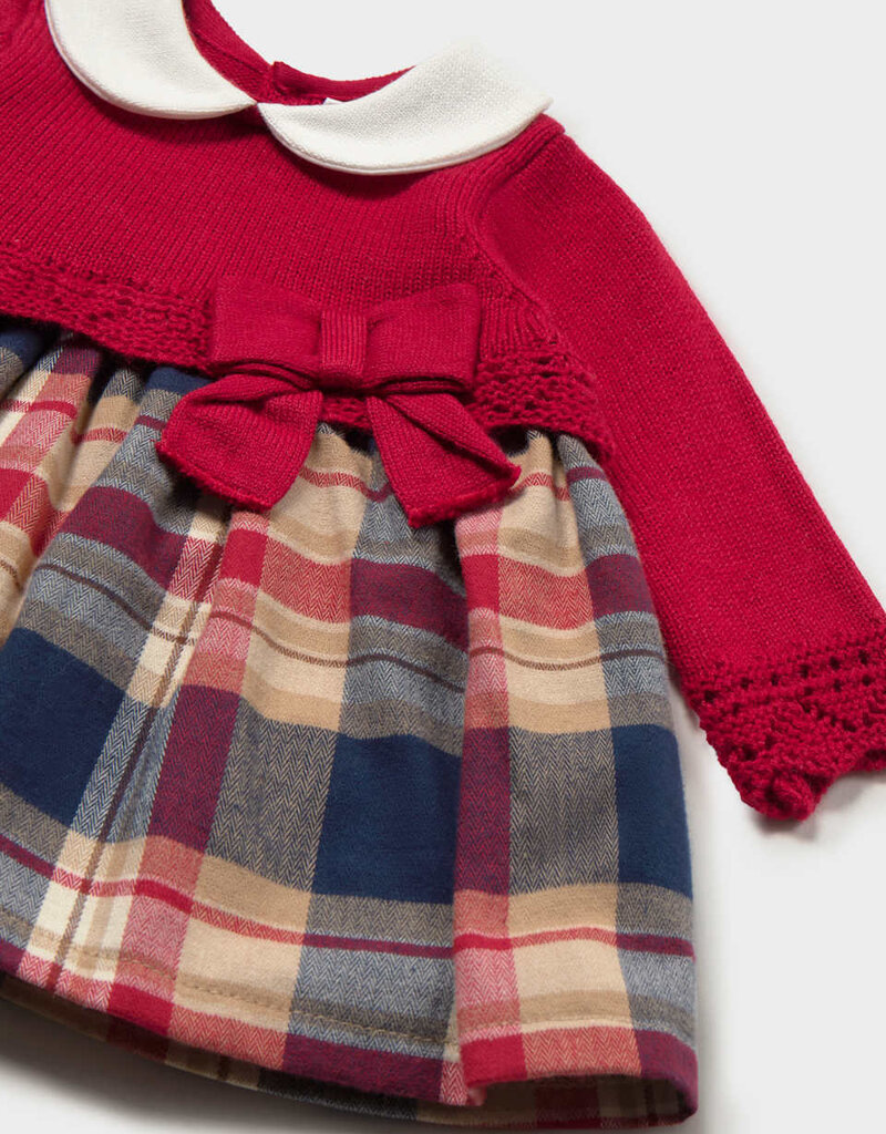 Mayoral Knit Red Plaid Dress