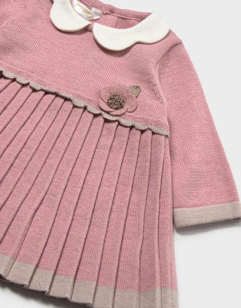 Mayoral Pink Pleated Knit Dress
