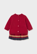 Mayoral Red Knit Skirt Reindeer Sweater Set