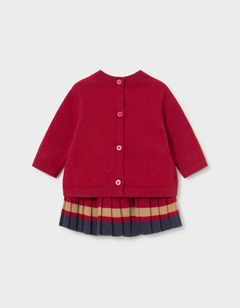 Mayoral Red Knit Skirt Reindeer Sweater Set