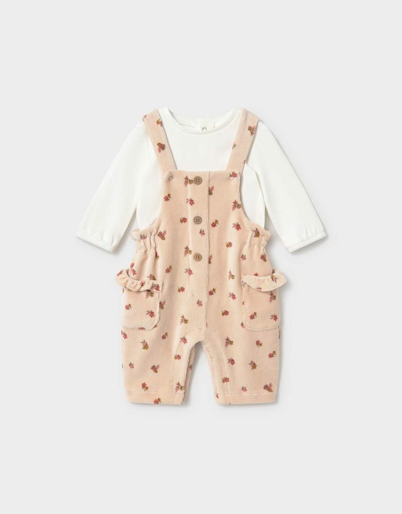 Mayoral Pink Flowered Overall Set
