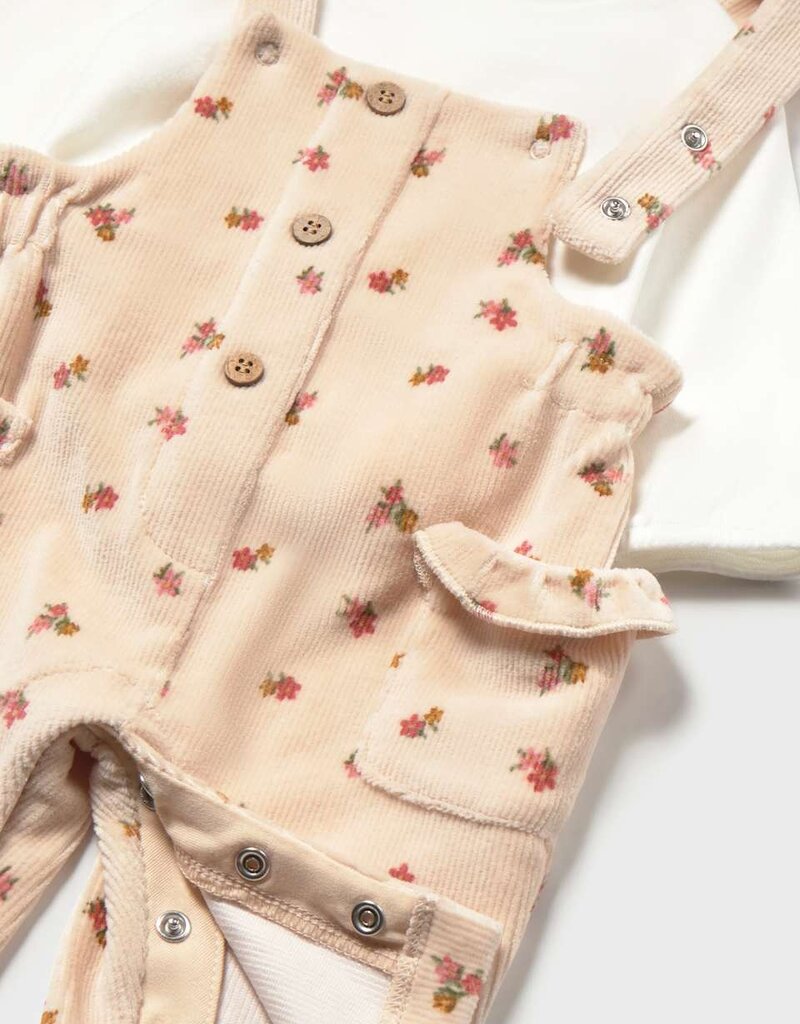 Mayoral Pink Flowered Overall Set