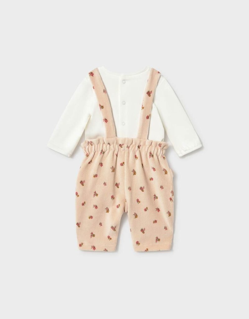 Mayoral Pink Flowered Overall Set