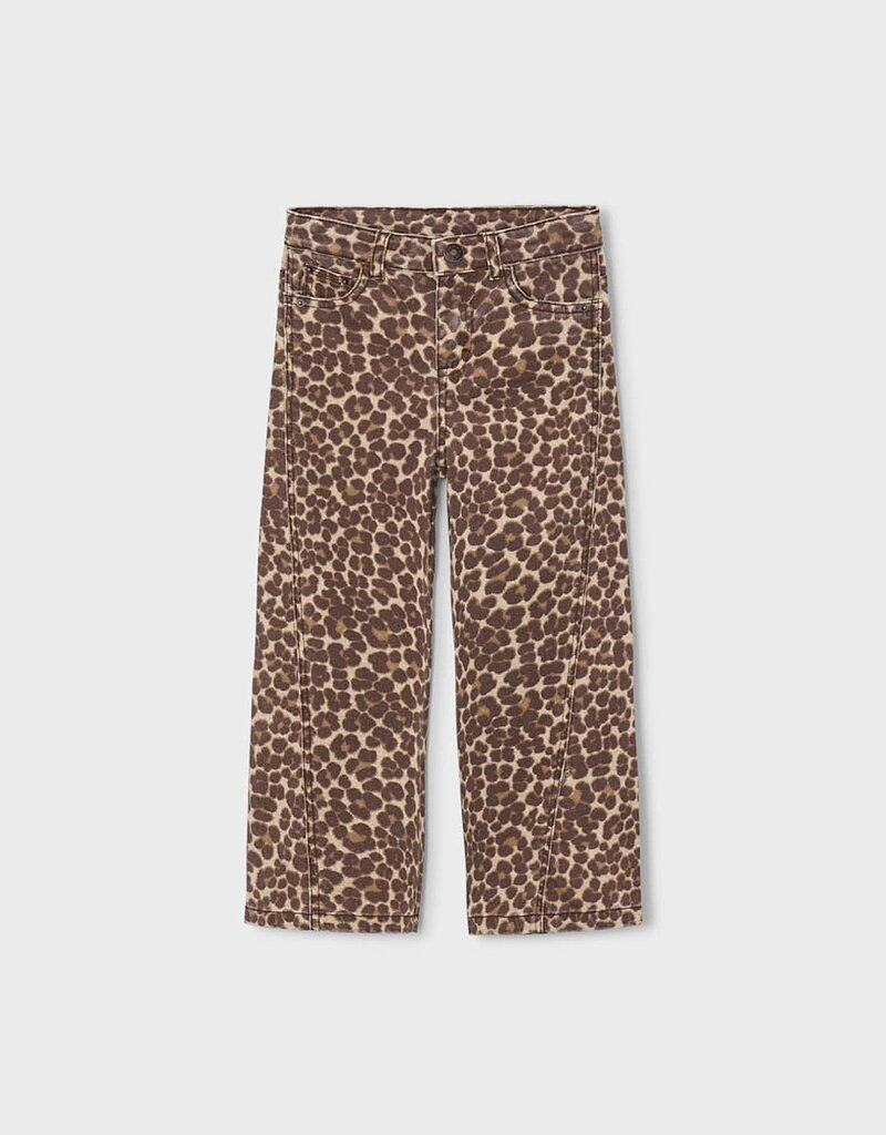 Mayoral Leopard Print Twill Pants
