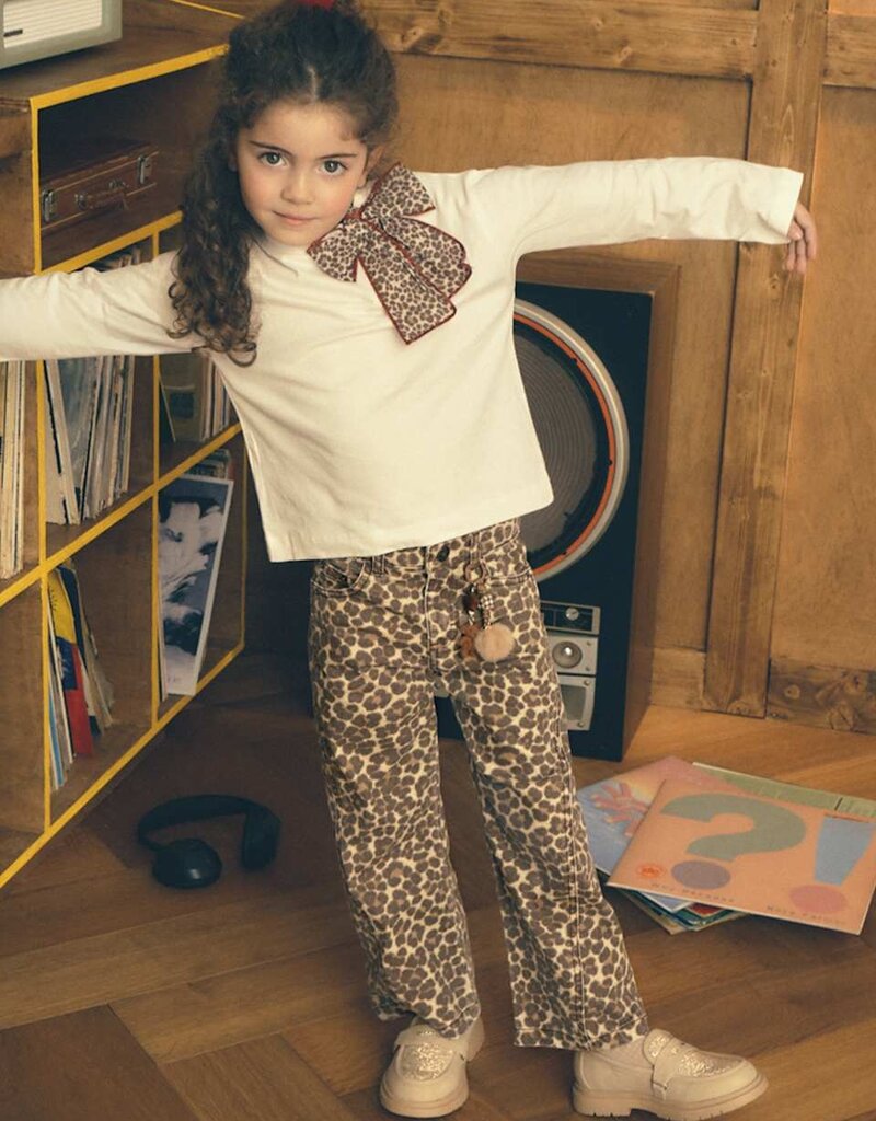 Mayoral Leopard Print Twill Pants