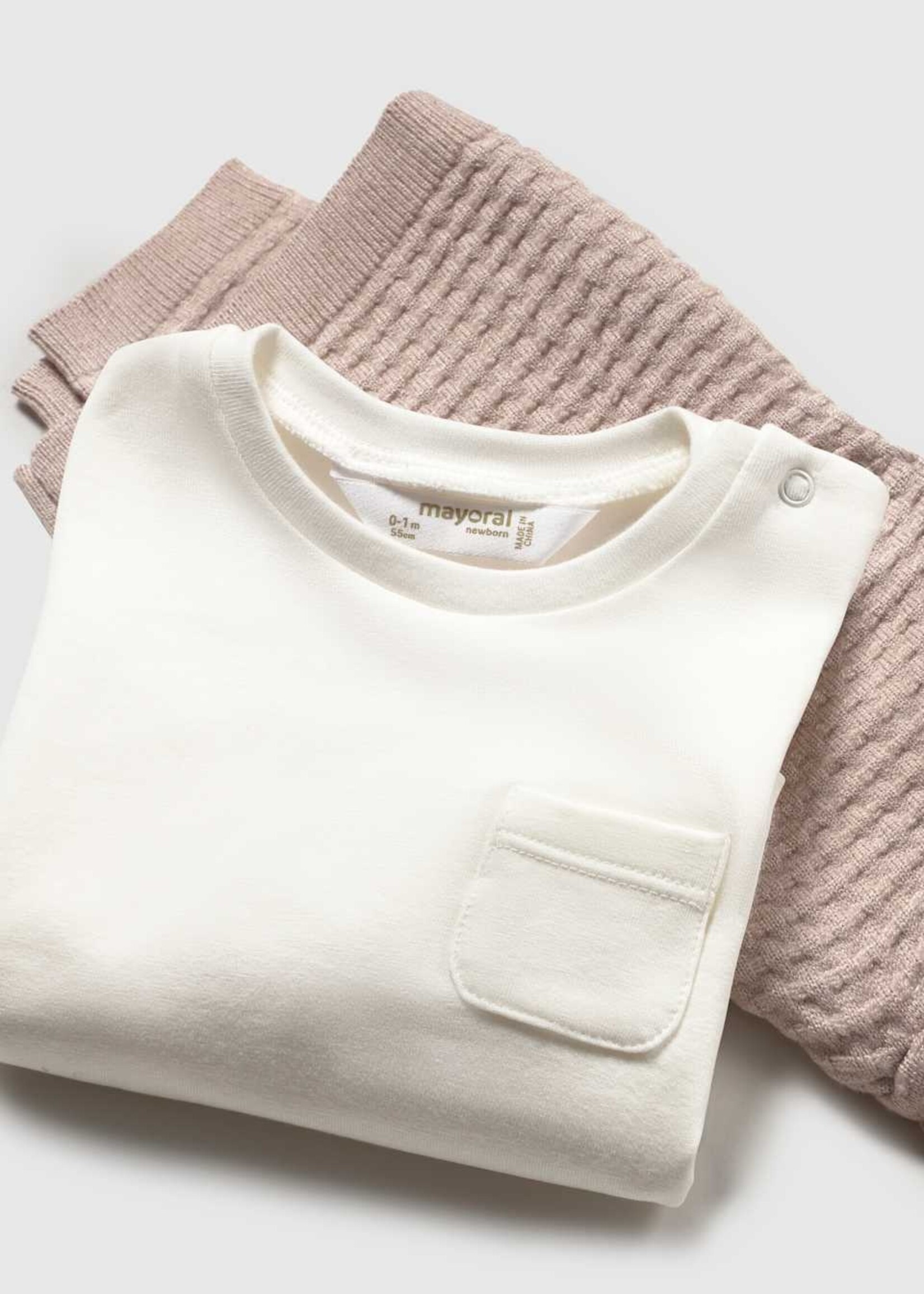 Mayoral 3 piece Knit Hoodie Pant Set Mocha