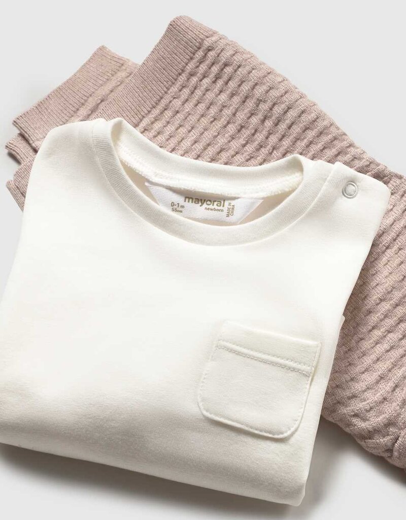 Mayoral 3 piece Knit Hoodie Pant Set Mocha