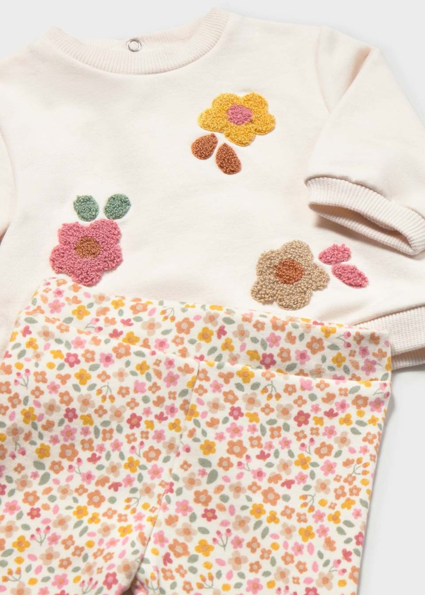 Mayoral Cream Flower Top w/Ditsy Leggings