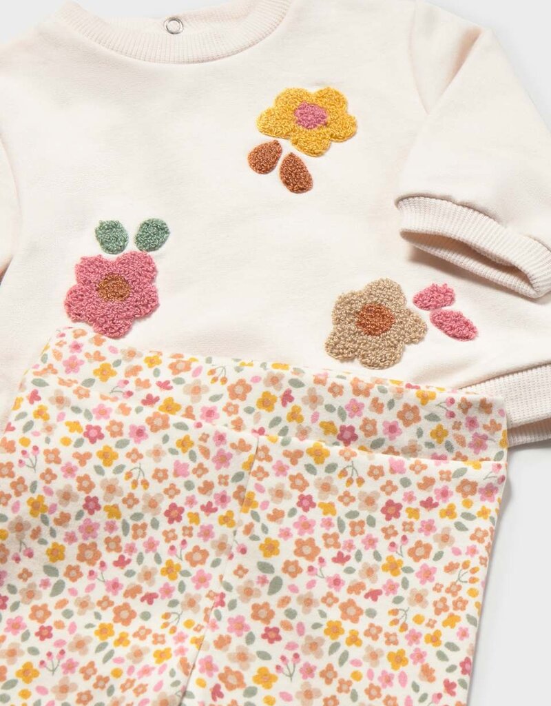Mayoral Cream Flower Top w/Ditsy Leggings