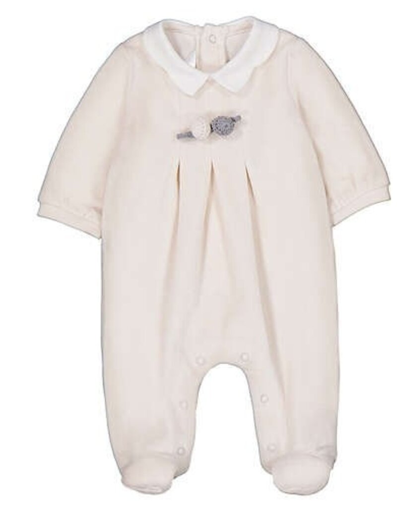 Mayoral Velour Collared Footie Cream