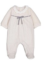 Mayoral Velour Polka Dot Collared Footie Cream