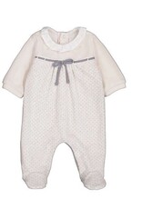 Mayoral Velour Polka Dot Collared Footie Cream
