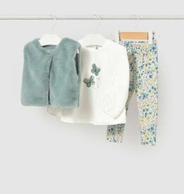 Mayoral Faux Fur Vest Legging Set