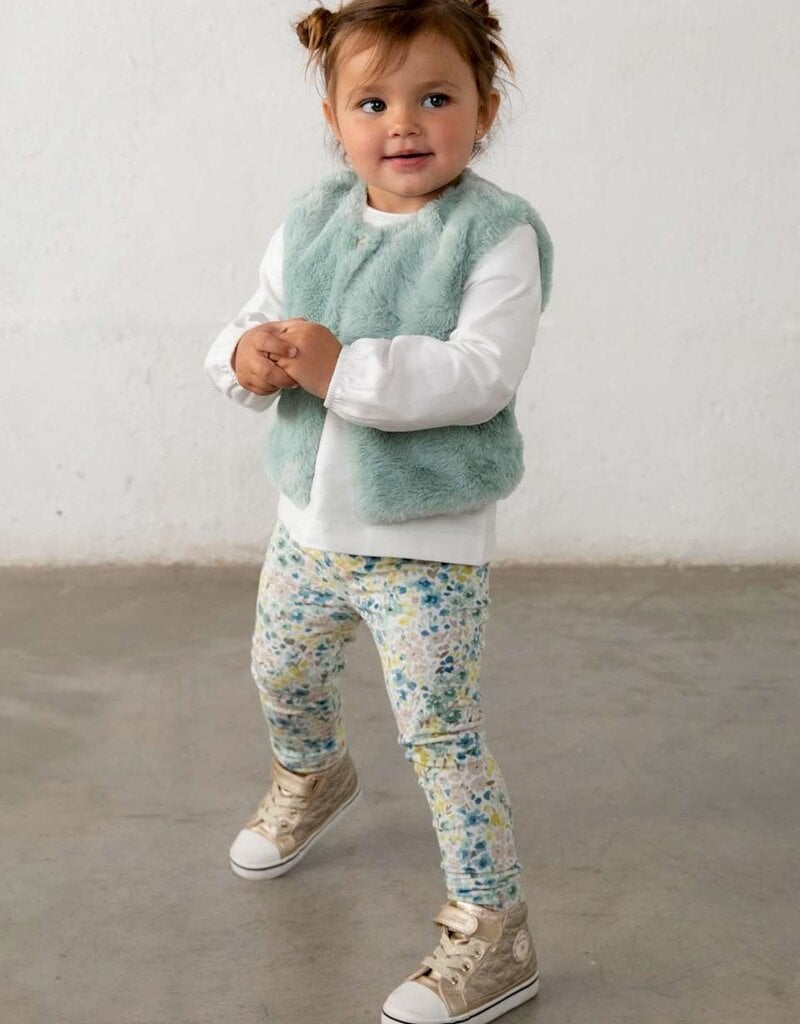 Mayoral Faux Fur Vest Legging Set