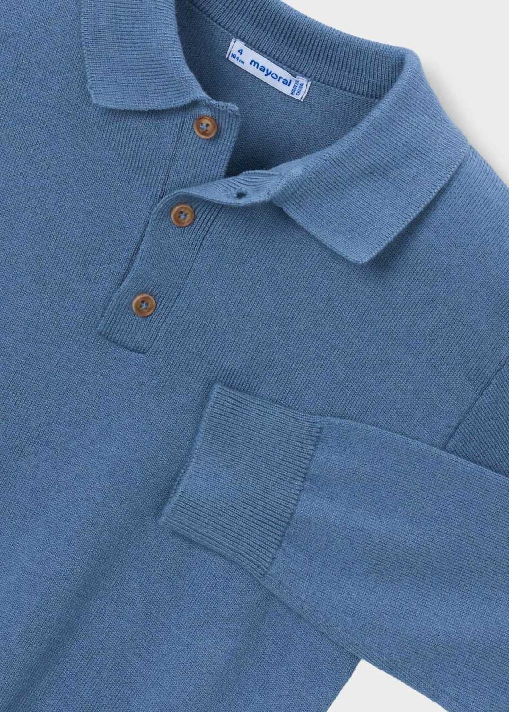 Mayoral L/S Knit Polo Glacial