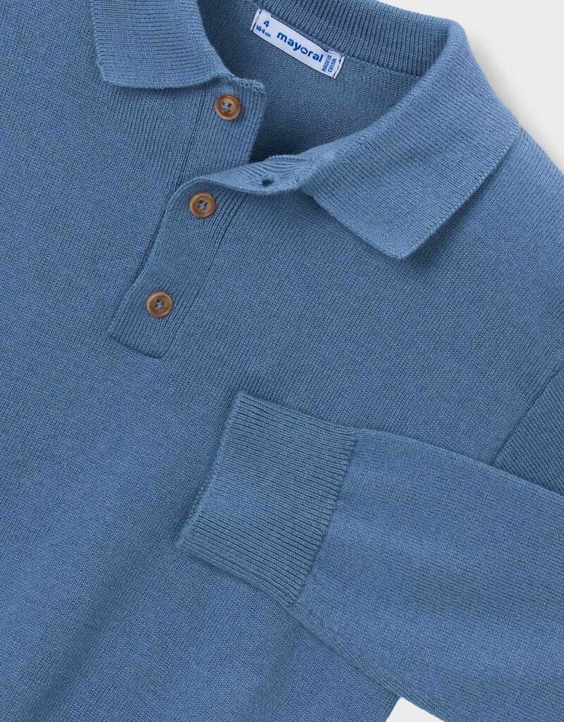 Mayoral L/S Knit Polo Glacial