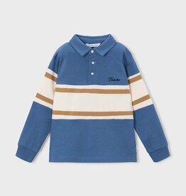 Mayoral L/S Knit Polo Glacial Stripe