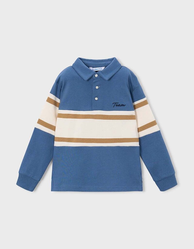Mayoral L/S Knit Polo Glacial Stripe