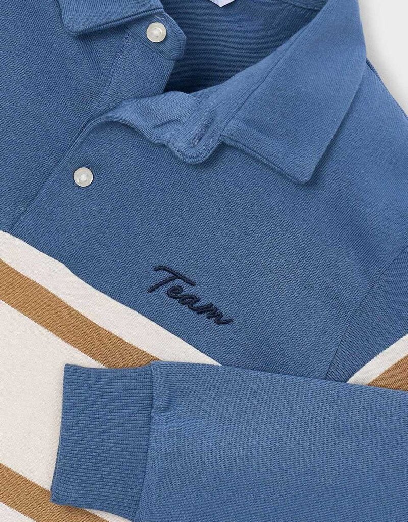 Mayoral L/S Knit Polo Glacial Stripe