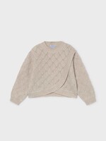 Mayoral Cream Crosswrap Textured Sweater