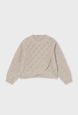Mayoral Cream Crosswrap Textured Sweater