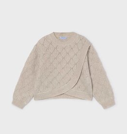 Mayoral Cream Crosswrap Textured Sweater