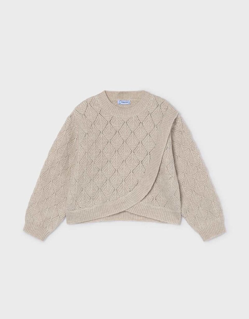 Mayoral Cream Crosswrap Textured Sweater