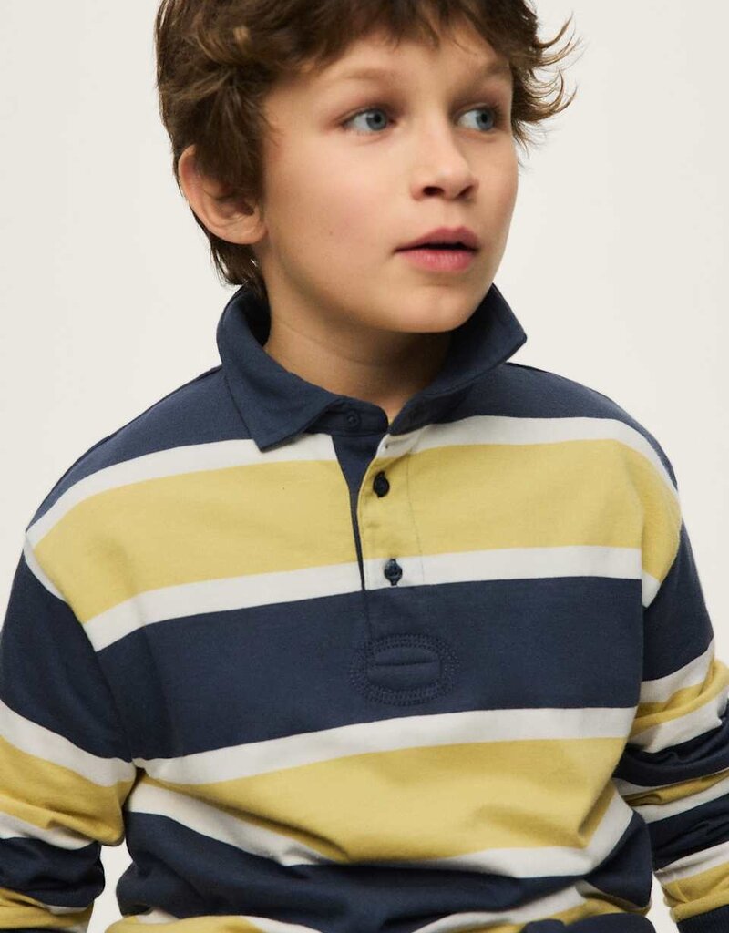Mayoral L/S Stripe Yellow/Blue Polo