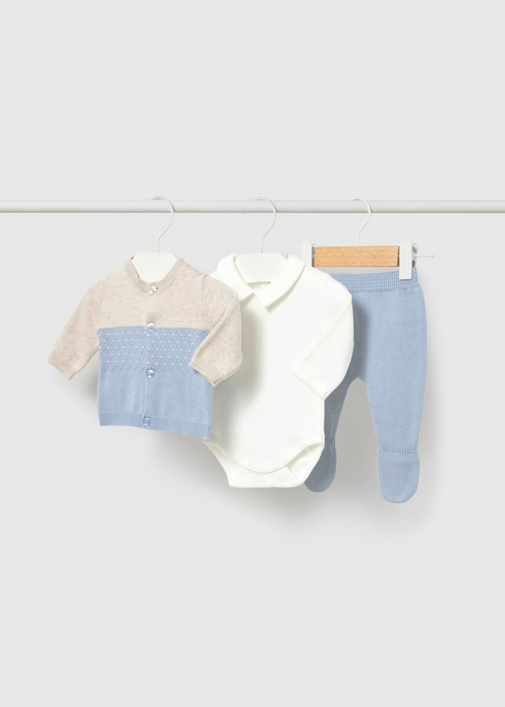 Mayoral 3 piece Footed Pant Set Sky