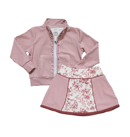 Be Girl Clothing Zip Up Skort Set Floral Gingham
