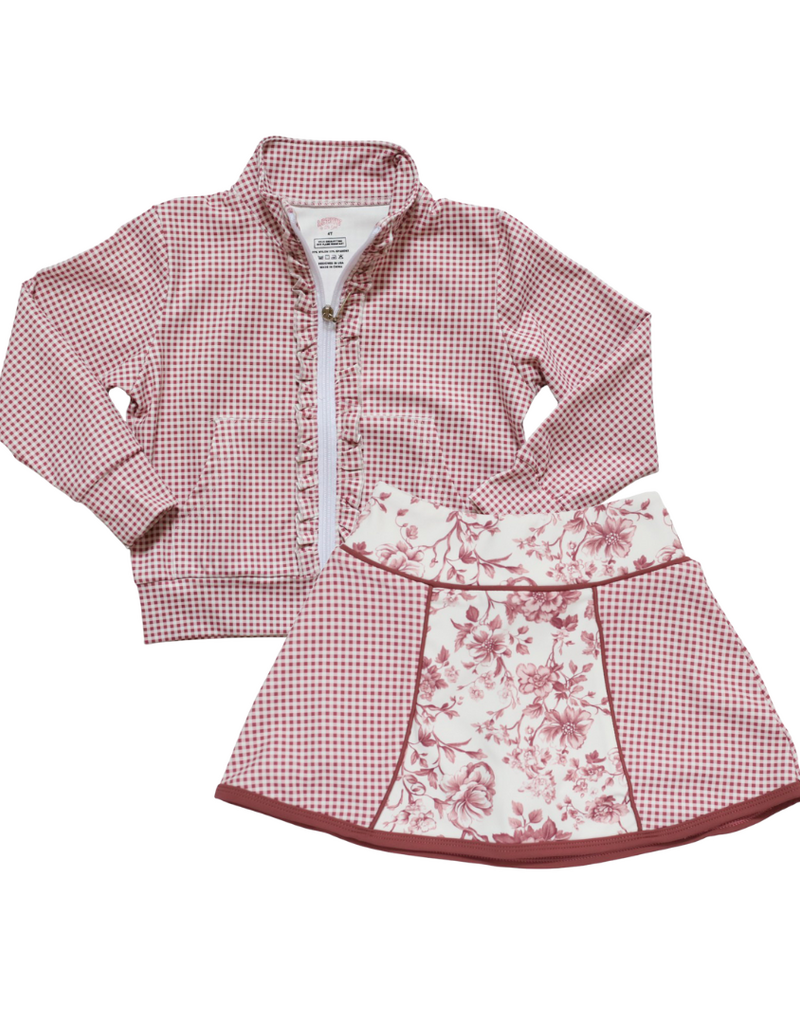 Be Girl Clothing Zip Up Skort Set Floral Gingham
