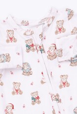 Angel Dear Christmas Teddy Bears Pink 2 Way Ruffle Back Zipper Footie