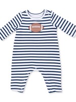 Angel Dear Football Navy Long Sleeve Snap Shoulder Romper