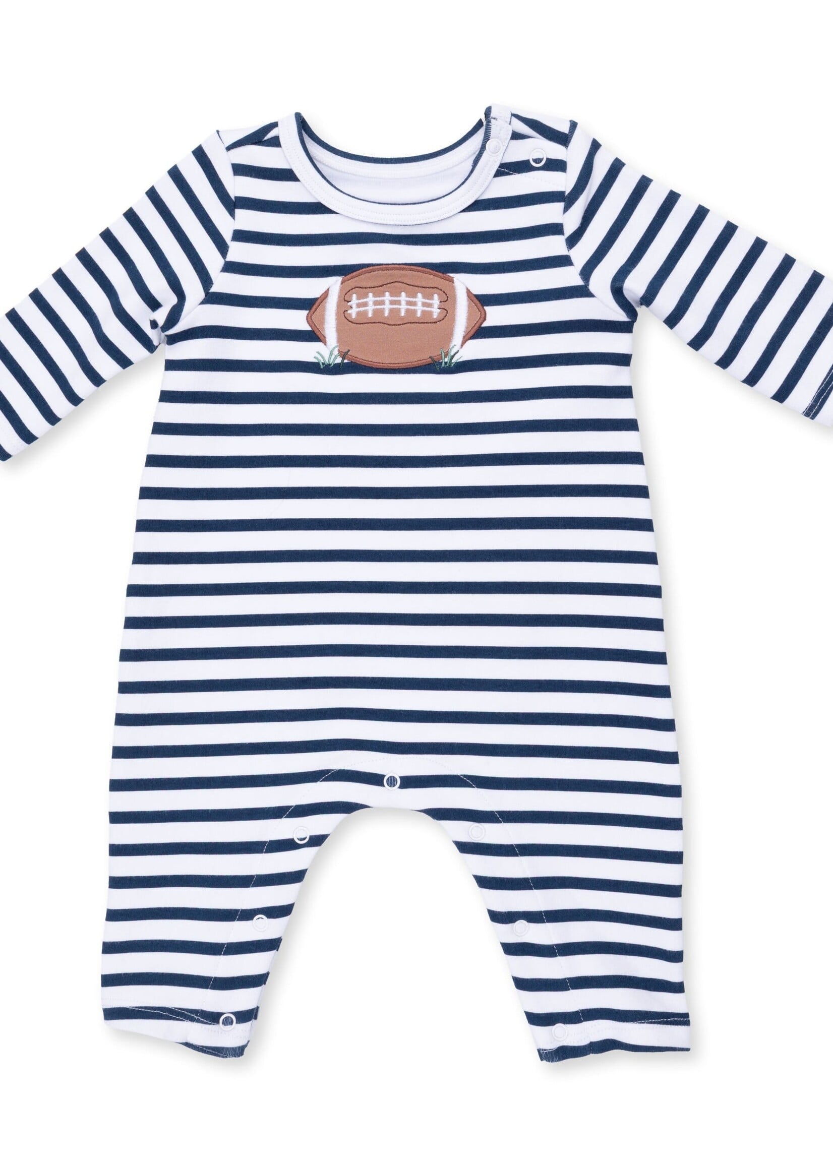 Angel Dear Football Navy Long Sleeve Snap Shoulder Romper